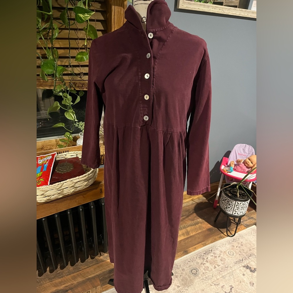 Vintage CMI Burgundy 90s Women's M Midi Dress Comfort Prairie Cottagecore USA